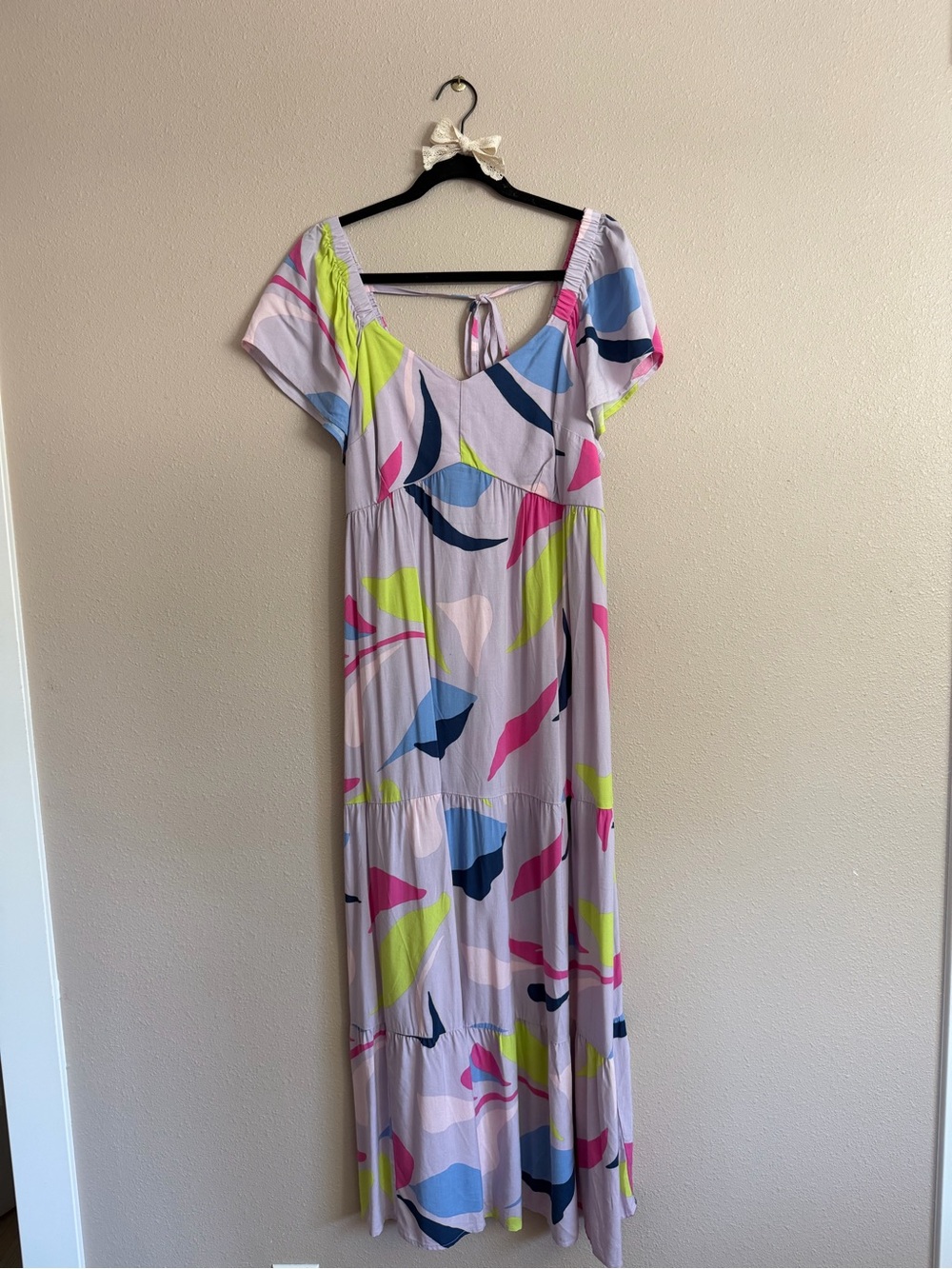 Maternity Lavender Abstract Print Maxi Dress - Pastel Multi